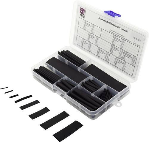 TRU COMPONENTS Schrumpfschlauchsortiment Schwarz, 100 Stück - Bild 1