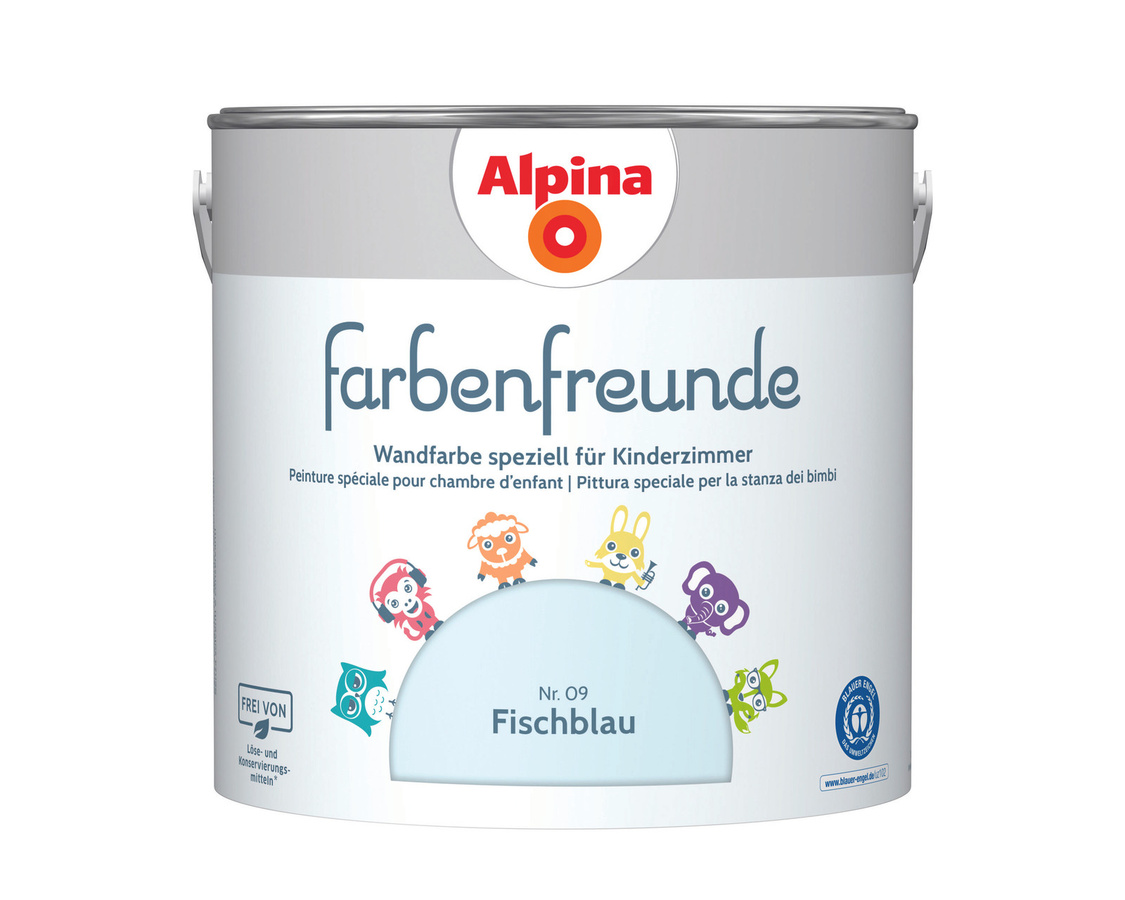 Alpina Farbenfreunde Wandfarbe Nr. 09 fischblau matt, 2,5 l - Bild 1