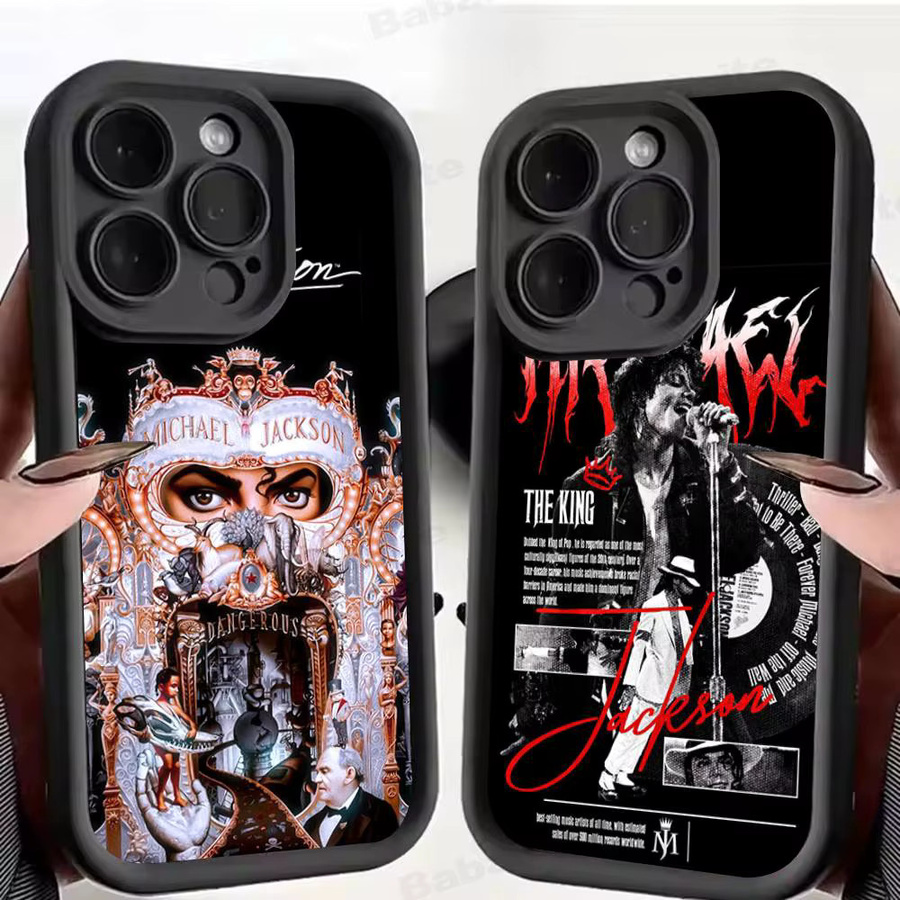 Singer M-Michael J-Jackson Handyhülle für iPhone 17 16 15 14 13 12 11 Pro Max Plus in Schwarz mit vollständiger TPU-Abdeckung - Bild 2