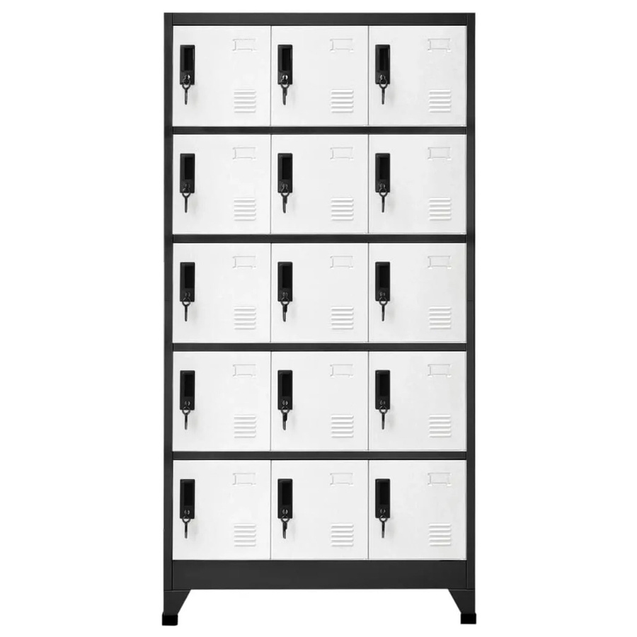 vidaXL Schließfachschrank aus Stahl in Anthrazit und Weiß mit Schloss für Büro und Schule B/T/H: 90 x 40 x 180 cm - Bild 2
