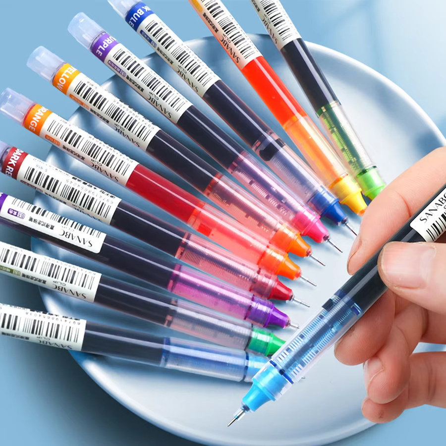 10 Stück farbige Gelstifte in Multicolour und Blau mit 0,5 mm Spitze, schnell trocknende Tintenstifte für Notizen und Zeichnungen - Bild 2