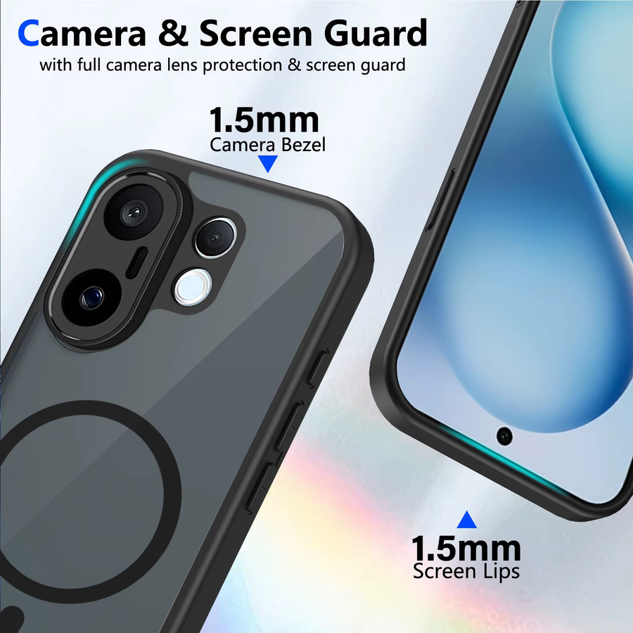 Vivo X200 FE Silikon-Handyhülle mit MagSafe, stoßfeste transparente Airbag-Schutzhülle mit harter Rückseite - Bild 3