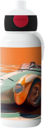 Mepal Trinkflasche Pop-up Rennauto in Weiß mit individuellem Namen - Bild 1