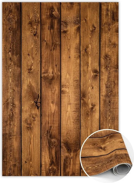 Tulup Teppich Vertikale Bretter in Braun mit Holzoptik, Rechteckig, B/T: 140 x 210 cm - Bild 1