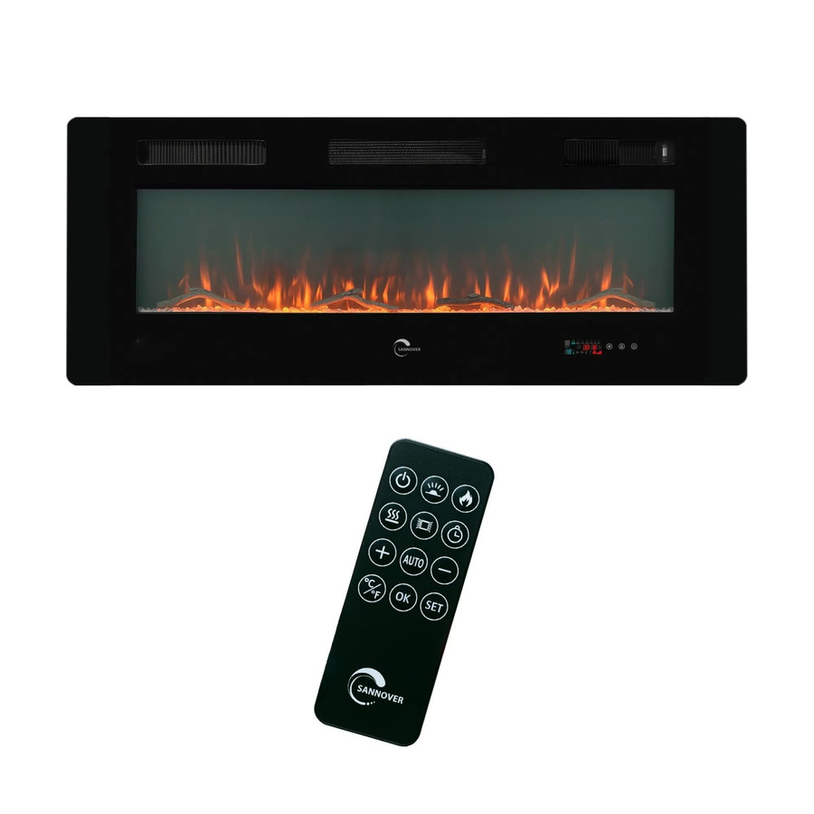 Sannover Elektrokamin Valtaia Plat mit LED-Flammeneffekt in Schwarz, Breite: 127 cm - Bild 2