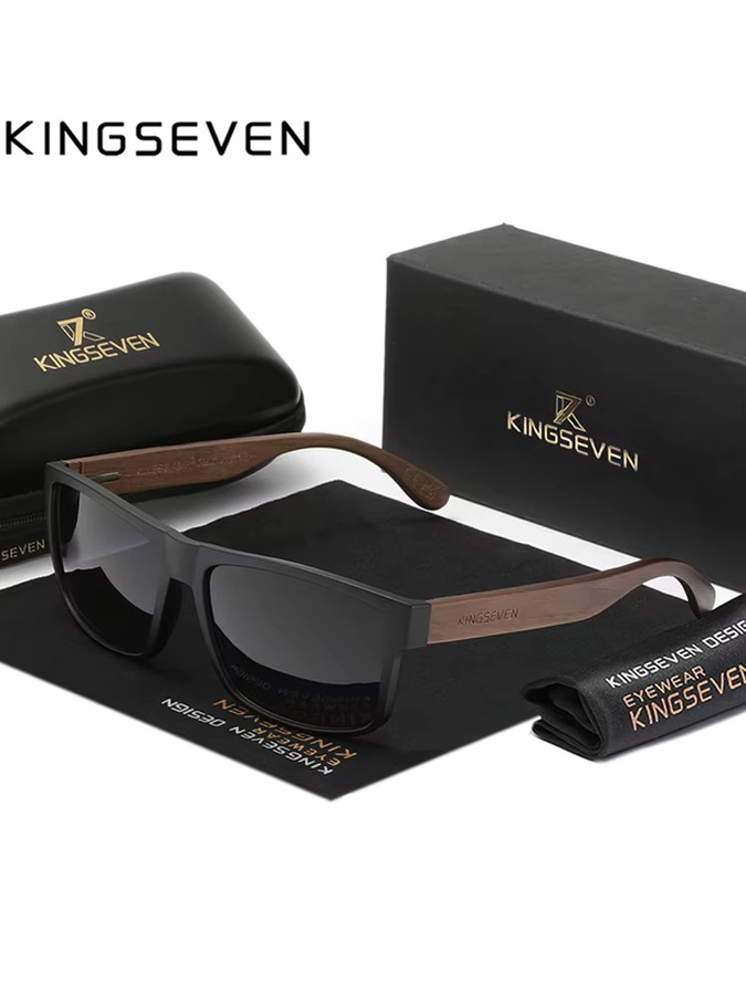 KINGSEVEN Sonnenbrille, Vollrand, Square, Holz, polarisiert, Unisex - Bild 4