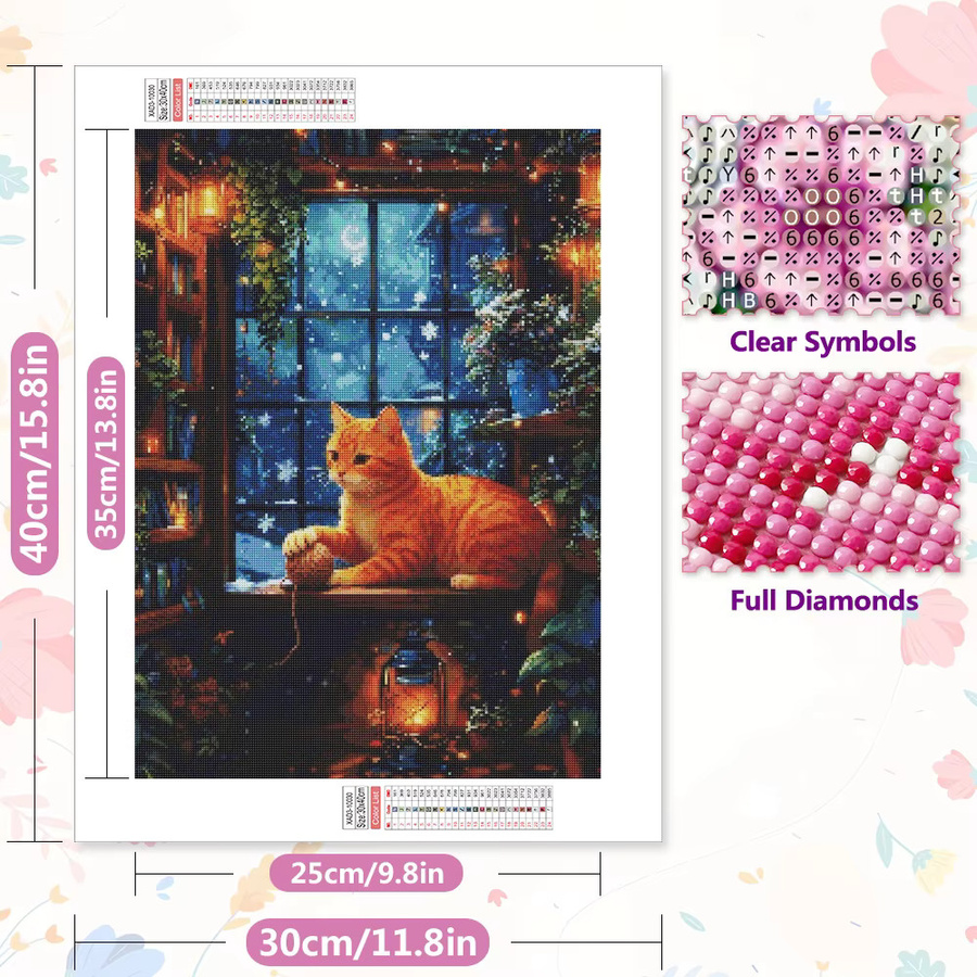 EverShine 5D Diamantgemälde Katze DIY Mosaik Bastelset mit vollen Bohrern zur Wanddekoration Breite: 20 cm - Bild 2