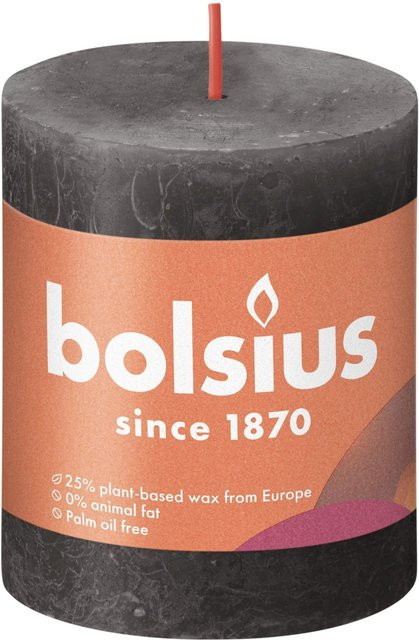 Bolsius Rustik-Kerze Shine in Stürmischem Grau, Durchmesser: 68 mm, Höhe: 80 mm - Bild 1