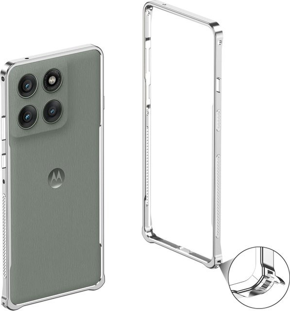 Stoßfeste Metall Schutzhülle für Motorola Edge 70, Edge 60 Fusion und MOTO X70 Air in Silber - Bild 1