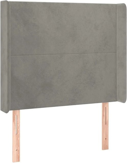 vidaXL Kopfteil mit Ohren in Hellgrau aus Samt, B/T/H: 103 x 16 x 128 cm - Bild 1