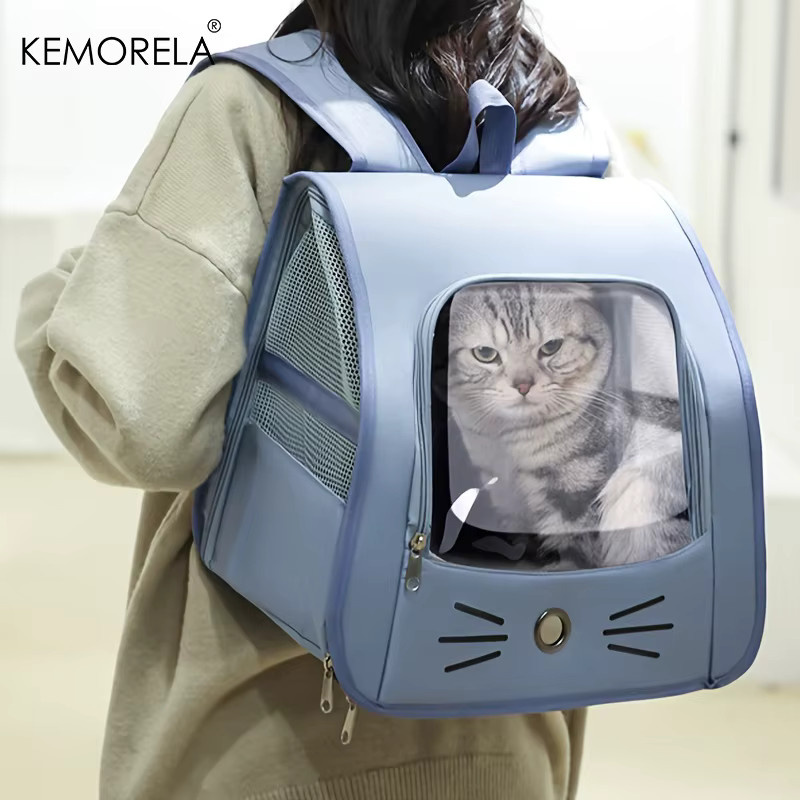KEMORELA Haustier-Trägerrucksack für Katzen und kleine Hunde, transparent und grau, atmungsaktiv, B/T/H: 35,0 x 35,0 x 35,0 cm - Bild 2