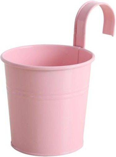 Logiful Blumentopf zum Aufhängen aus Eisen in Rosa mit abnehmbarem Haken für Balkon und Gartenzaun - Bild 1