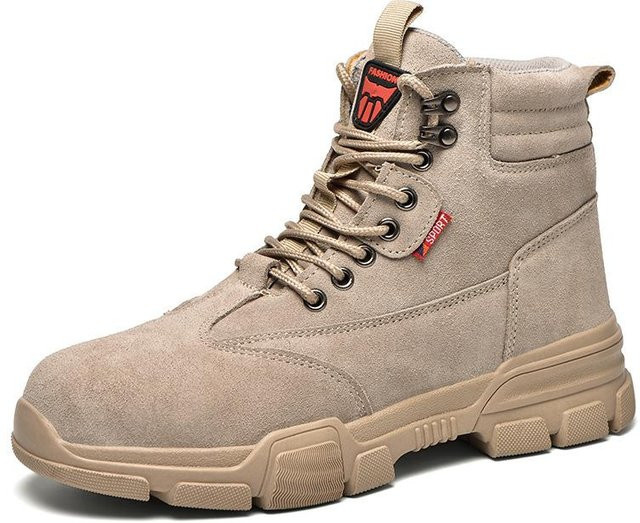Shoekeeper High-Top Arbeitsschutzschuhe aus Leder in Sand/Beige mit Stahlkappe, bruchsicher und durchstichfest, Größe 46 - Bild 1