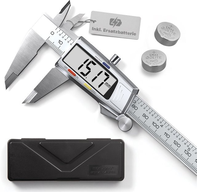 Digitaler Messschieber Monzana aus Edelstahl in Silber mit Hardcase, Messbereich 0-150mm - Bild 1