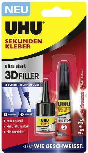 UHU 3D Filler Sekundenkleber Set, transparent, 12g - Bild 1