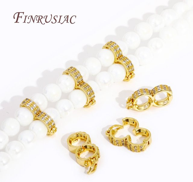 FINRUSIAC Perlenverstärker-Verschlüsse, 18 Karat vergoldet, Zirkon, Unisex - Bild 1