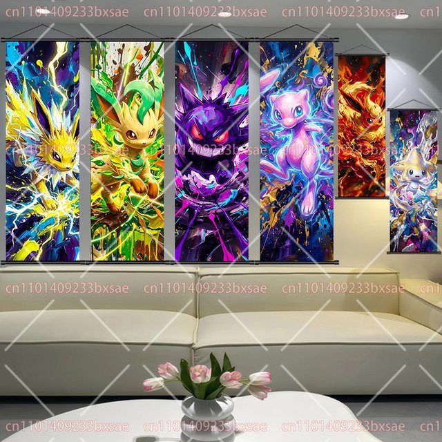 Pokémon HD-Poster mit Jirachi, Eevee, Pikachu, Mewtwo und Snorlax als hängende Wanddekoration in Mehrfarbig von Takara Tomy - Bild 1