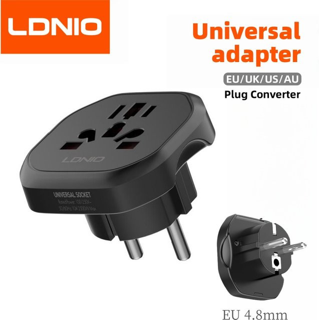 LDNIO Universal Reiseadapter Set für EU, KR, UK, US und AU in Schwarz - Bild 1