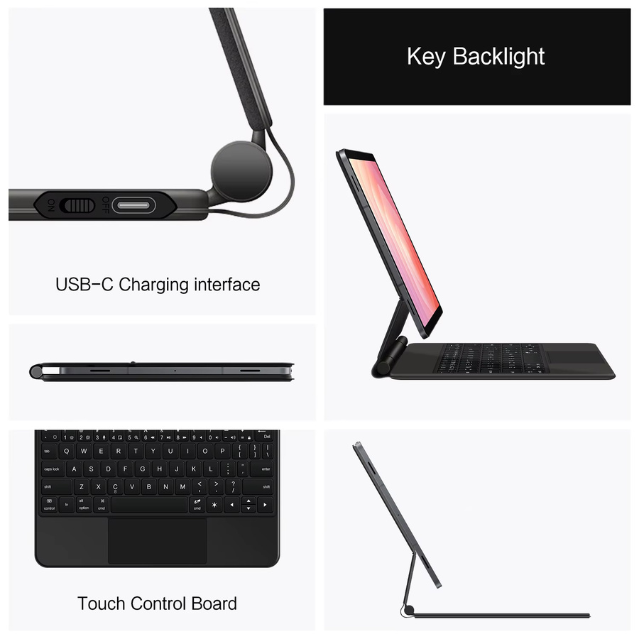 Magnetische Tastatur mit Trackpad für Samsung Galaxy Tab S11 Ultra 14,6 Zoll und Tab S11 11 Zoll 2025 Schutzhülle in Schwarz oder Weiß - Bild 3