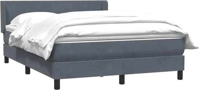 vidaXL Boxspringbett mit Matratze Dunkelgrau aus Samt, Hybrid-Design mit Taschenfederkern, B/T/H: 160 x 210 x 78 cm - Bild 1