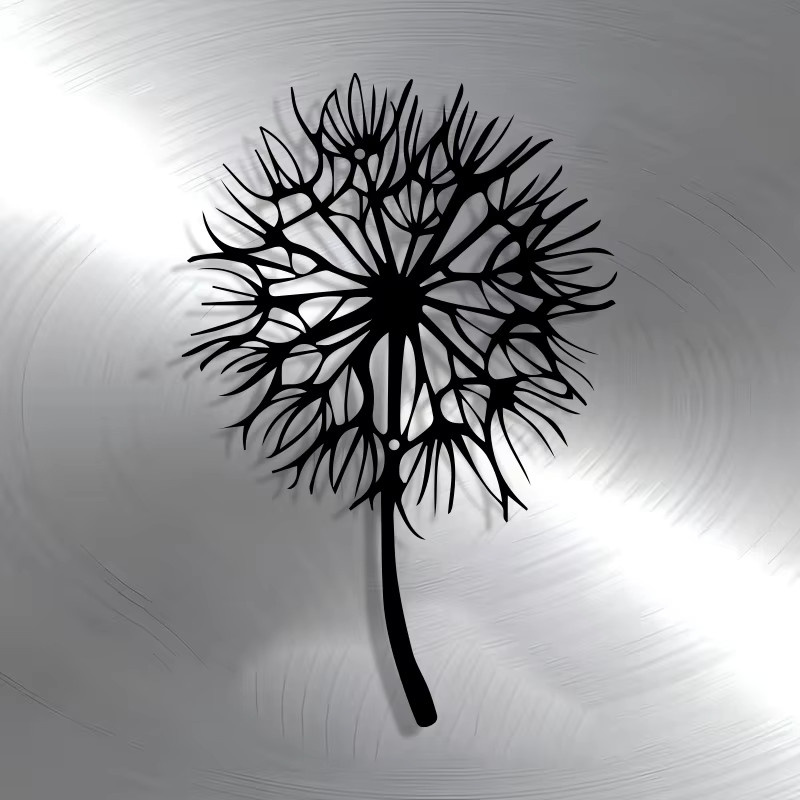 DDPNKL Moderne Löwenzahn Wandkunst aus Metall in Schwarz mit floralem Design - Bild 2