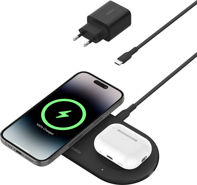 Belkin BoostCharge Pro 2-in-1 MagSafe und Qi2 Kabelloses Ladegerät 15 W Schwarz - Bild 2