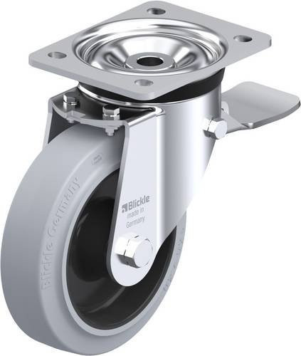 Blickle Lenkrolle LK-POEV 160R-ST-SG mit Feststeller, Rad-Durchmesser: 16 cm, Tragfähigkeit: 400 kg, verzinkt, grau/schwarz/silber - Bild 1