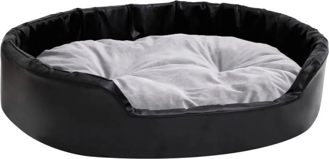 vidaXL Hundebett Sofa aus Plüsch und Kunstleder in Schwarz-Grau, B/T/H: 90 x 79 x 20 cm - Bild 1