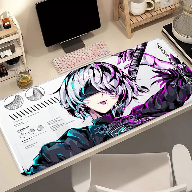 Bandai Nier Automata 2B Anime Mauspad XXL Erweiterte Gaming-Schreibtischunterlage in Schwarz Weiß - Bild 1