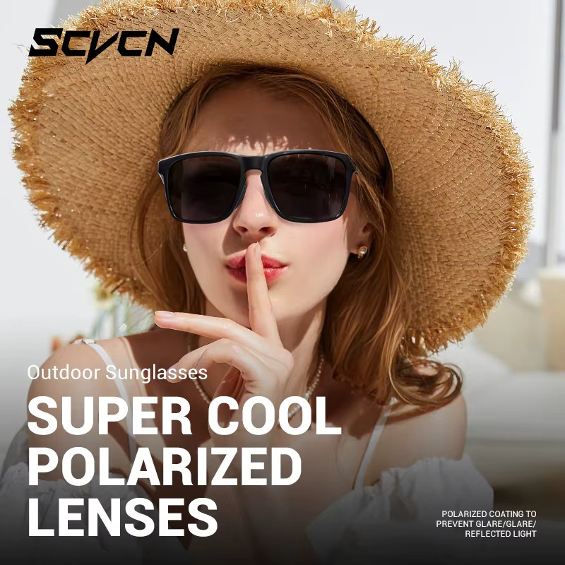 SCVCN Sportsonnenbrille, Vollrand, Schwarz, Kunststoff, polarisiert - Bild 2