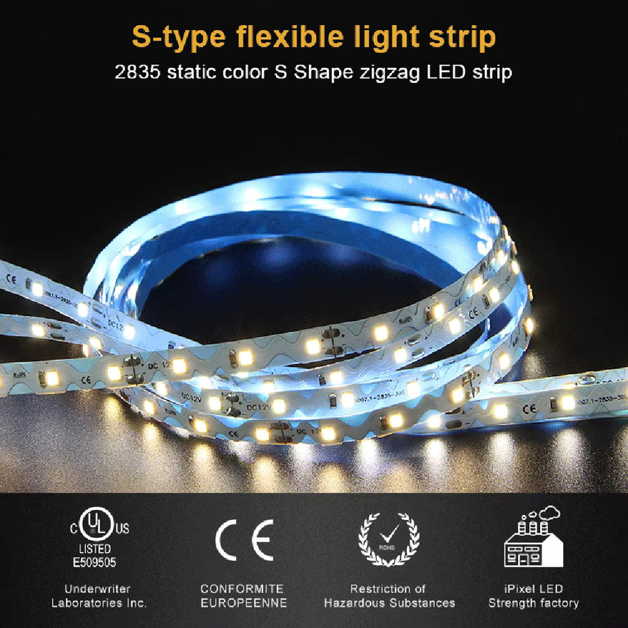 JOYPJLIT S-Form LED-Streifen Warmweiß, 5m flexibles LED-Lichtband 12V mit 60 LEDs/m für Biegekanäle und Buchstaben - Bild 2