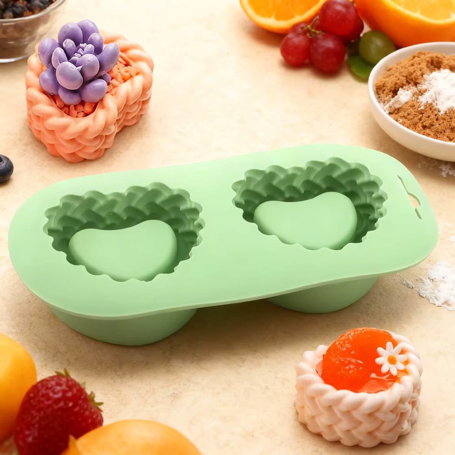 Meibum Silikon Backform Herz Form für Mousse Kuchen und Dessert in Grün - Bild 2