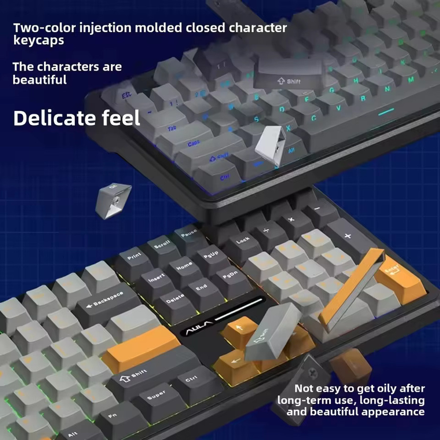 AULA F108 Pro Gaming Mechanische Tastatur mit RGB, TFT Smart Display und Tri-Modus Verbindung (Bluetooth, Wi-Fi, Kabellos) in Blau - Bild 2