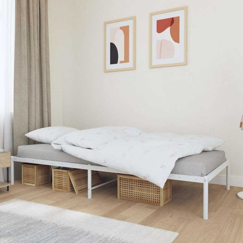 Vidaxl Metallbett in Weiß im klassischen und minimalistischen Design, B/T: 90 x 200 cm - Bild 1