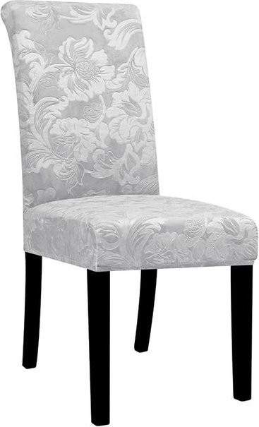 LEVIVEI Elastische Stuhlhussen aus Samt in Grau, Schmutzabweisende Jacquard-Stretch-Hussen für Esszimmer und Küche - Bild 1