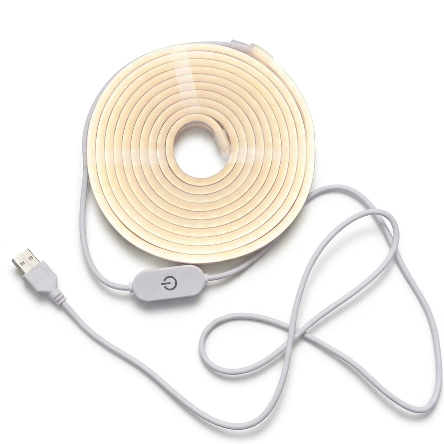 KEBINCPLED USB LED Neon Flex Lichtband in Warmweiß, IP65 wasserfest, selbstklebend und schneidbar, ideal für Küchenschrank und Raumdekoration - Bild 2