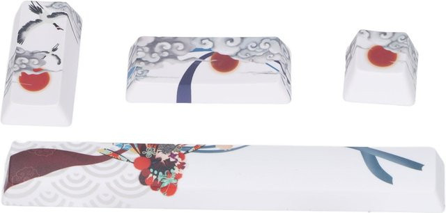 Koogeelife 4 Stück PBT Keycaps mit chinesischem Nationaldrama-Muster, 5-seitige Sublimation, weiß - Bild 1