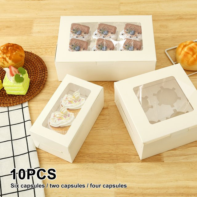 10 Stück Willstar Cupcake-Boxen aus Karton in Weiß mit 2/4/6 Löchern für Muffins und Süßigkeiten - Bild 1