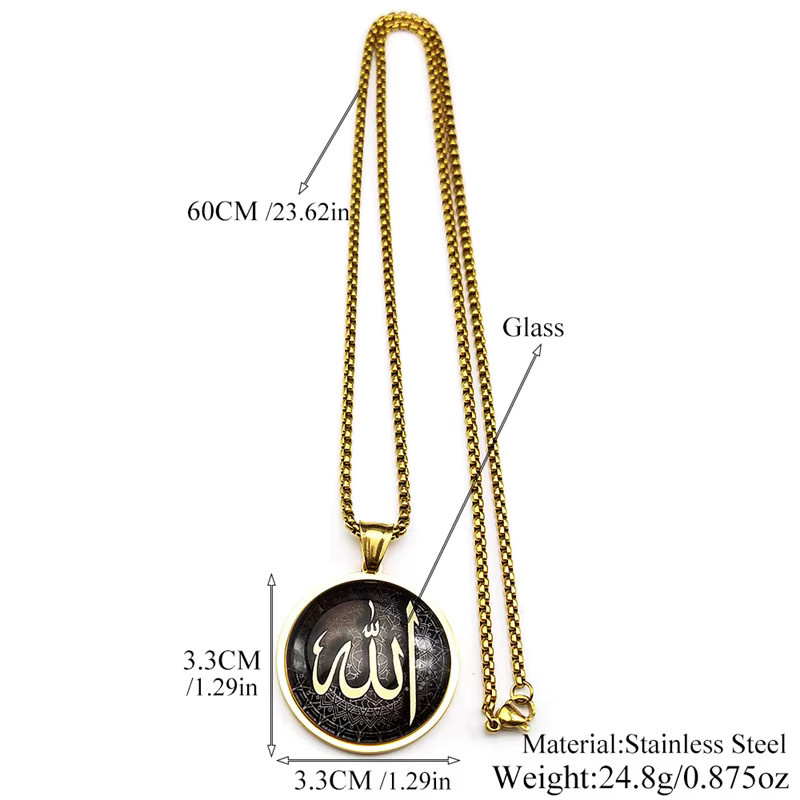 Lovely FAJA Halskette, Edelstahl, Gold, Unisex, Anhänger Allah - Bild 3