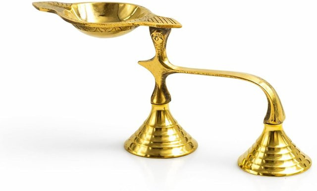 Spillbox Messing Karpoor Kapoor Diya Aarti Ständer für tägliche Pooja in Gold - Bild 1