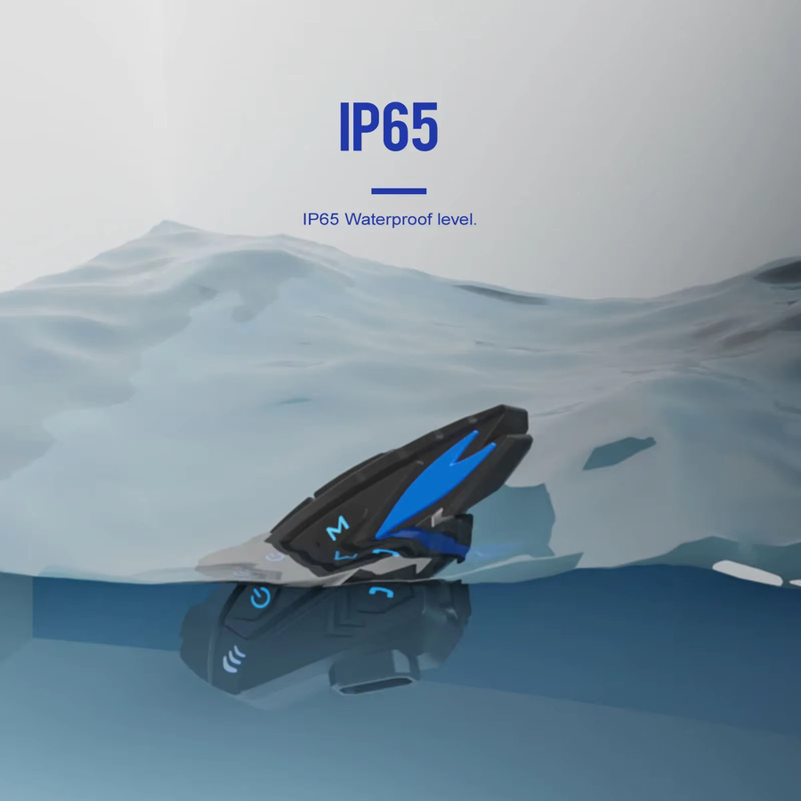 XINOWY Bluetooth-Gegensprechanlage Shark Pro für Motorradhelme, Headset in Schwarz, IP65 wasserdicht mit CVC Denoise, FM-Radio und Musikfreigabe, Verbindung mit 2 Geräten - Bild 3