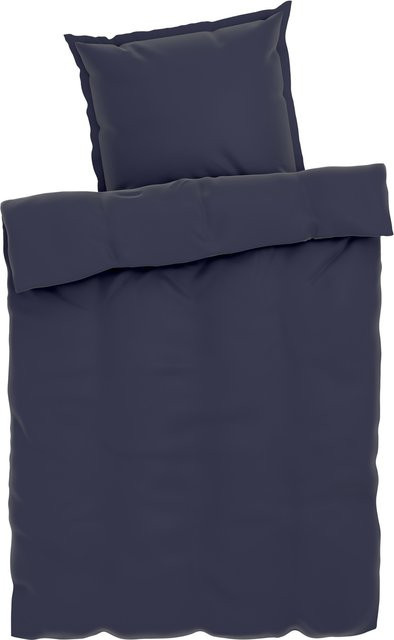 LIVARNO HOME Lyocell-Satin-Bettwäsche aus Baumwolle und Lyocell Tencel in Blau, bestehend aus 1x Bettbezug (135 x 200 cm) und 1x Kissenbezug (80 x 80 cm) - Bild 1