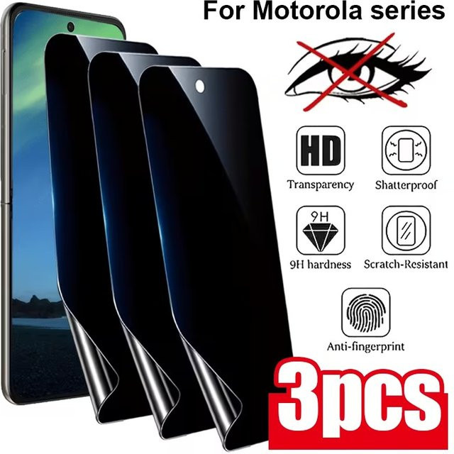 3 Stück Sichtschutz-Hydrogelfolie für Motorola Moto G04s G24 G64 G05 G15 G35 G45 G75 G85 in Transparent - Bild 1