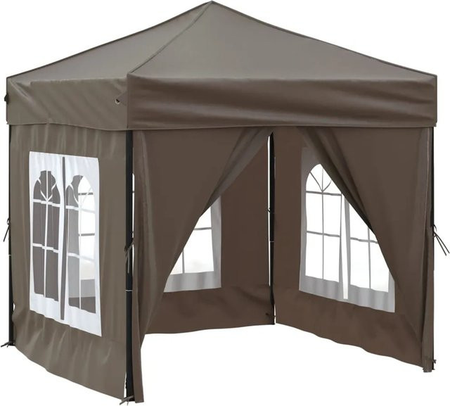 vidaXL Partyzelt faltbar mit Seitenwänden und Fenstern, Farbe: Taupe/Beige/Grau/Braun, B/T/H: 2 x 2 x 2,34 m - Bild 1