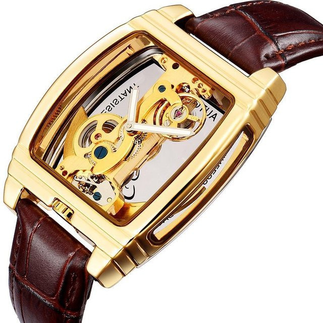 Shenhua Herrenuhr, Automatik, Titan, Gold, Leder, beige - Bild 1