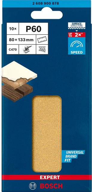 Bosch Expert Schwingschleifpapier gelocht Körnung 60, 10 Stück, B: 80 mm, L: 133 mm - Bild 2