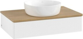 V&B Waschtischunterschrank Antao mit Frontstruktur in Eiche Honig und Weiß, B/T/H: 80 x 50 x 19 cm - Bild 1