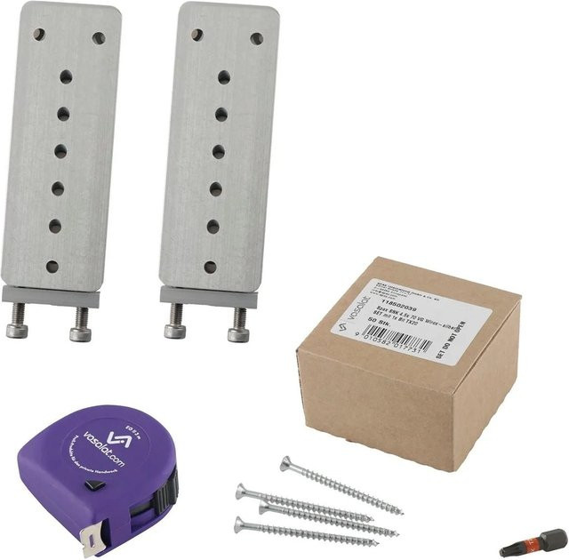 vasalat Set HVP Schwerlastverbinder aus Aluminium in Silber mit Spaxschrauben und TX20 Bit, Maße: 40 x 110 x 12 mm - Bild 1