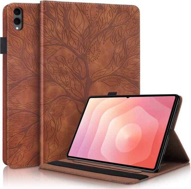 Samsung Galaxy Tab S11 Ultra Kunstleder Tasche mit Baum Design in Braun - Bild 1