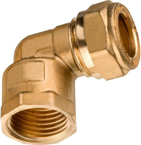 WELLWATER Winkelverschraubung aus Messing mit Innengewinde 1/2 Zoll in Goldfarben - Bild 1